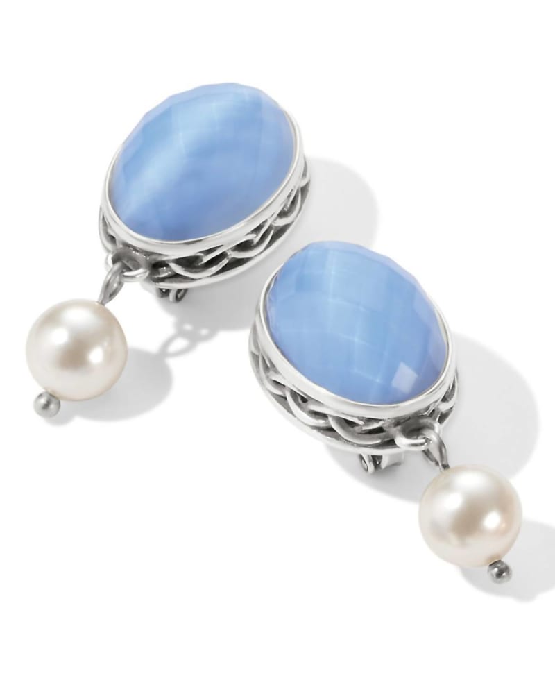 Front of a size O/S Moon Leverback Earrings in Blue in Blue by Brighton. | dia_product_style_image_id:329656